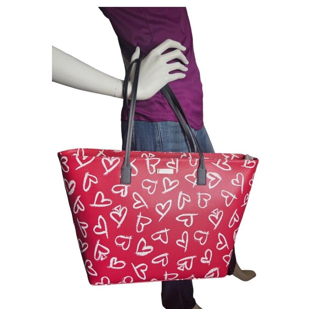 Kate Spade Margareta Red Hearts Tote Shoulder Large Shopper Bag