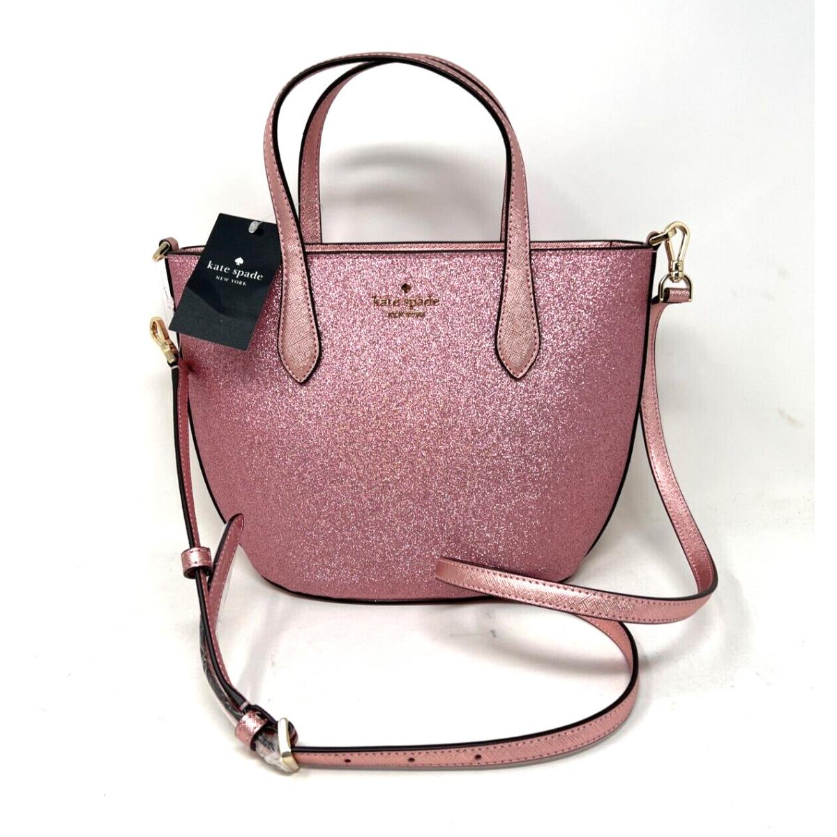 Kate Spade Glitter Glimmer Small Zip Satchel Crossbody Bag Mitten Pink KE460