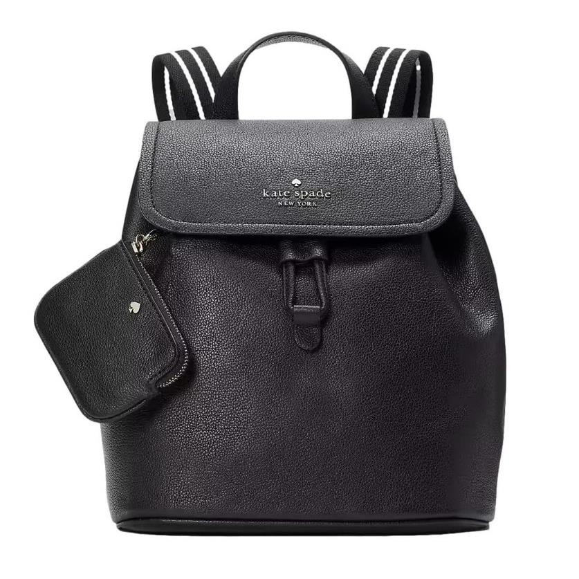 Kate Spade New York Rosie Medium Flap Backpack Black Pebbled Leather