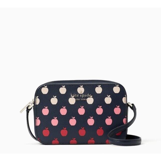 Kate Spade Mini Camera Crossbody Bag Apple Print Black Multi K8298