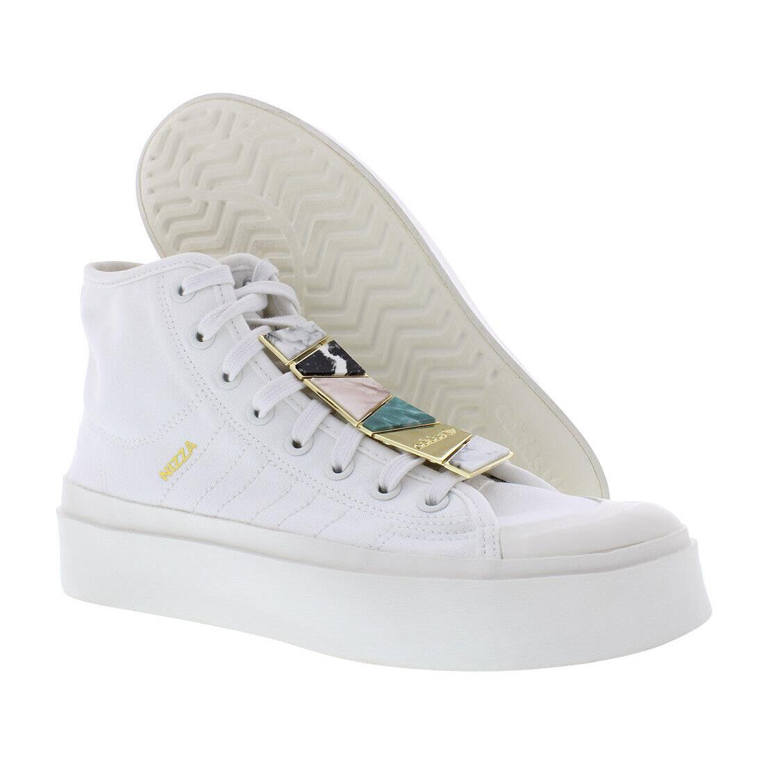 Adidas Nizza Bonega Mid Womens Shoes - Cloud White/Cloud White/Gold Metallic, Main: White