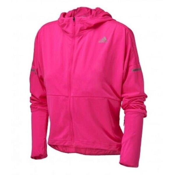 Adidas Pure X Shock Pink Lightweight Reflect Full Zip Running Jacket Womens Sz S