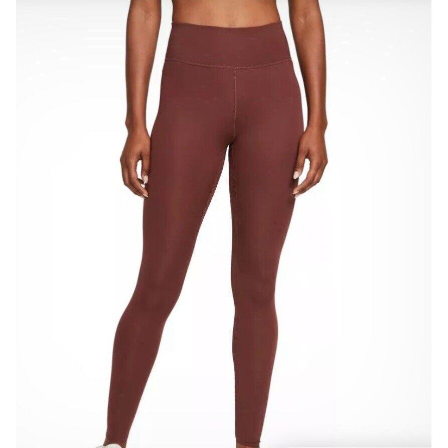 Nike Womens Small One Luxe Dri-fit Full Length Leggings - Dark Pony Brown