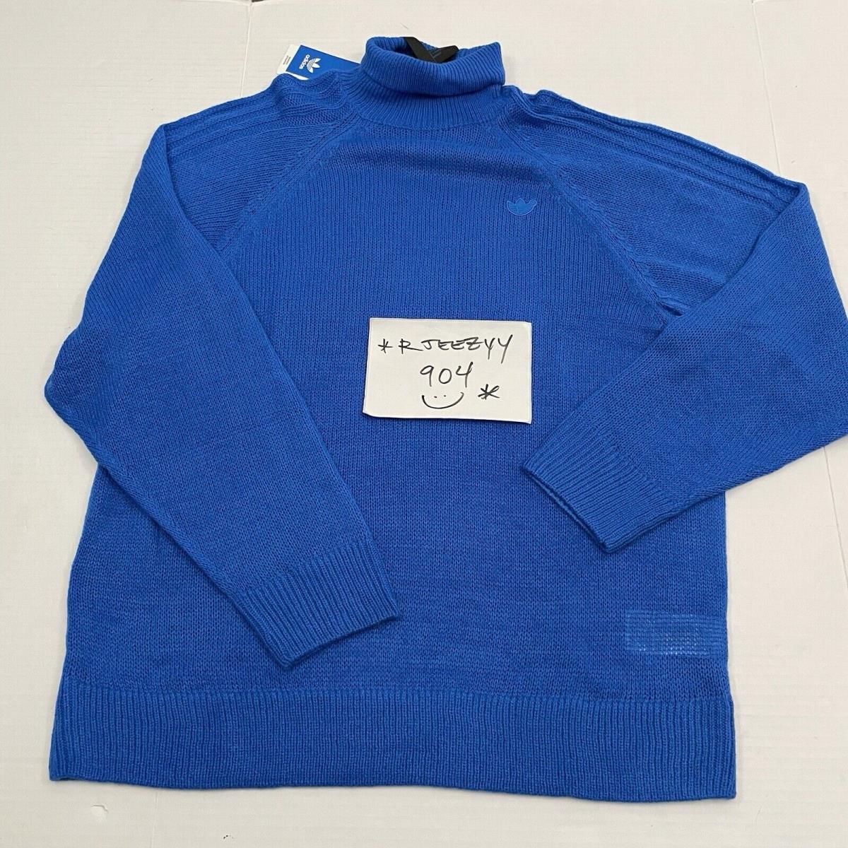 Womens Size M Adidas Blue Version Wool Blend Turtleneck Sweater IL8535 Blue