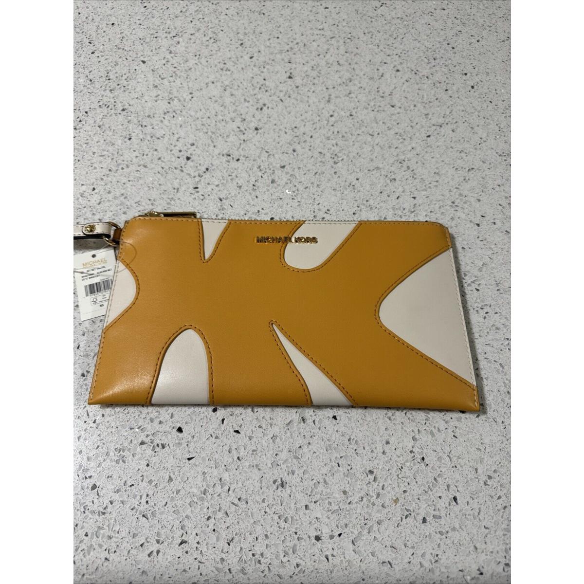 Michael Kors Jet Set Travel Large Clutch Top Zip Wristlet Yellow Multi