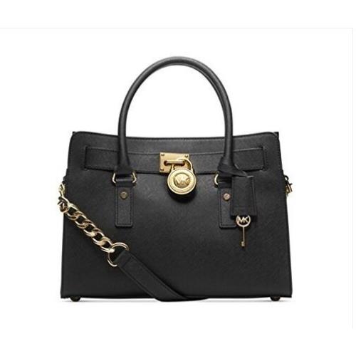 Kors Hamilton Saffiano Leather East West Satchel Black/gold