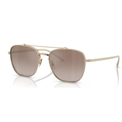 Oliver Peoples 0OV1349ST Avison 5035Q1 Soft Gold Tuscan Brown Men`s Sunglasses - Frame: Soft Gold, Lens: Tuscan brown gradient mirror