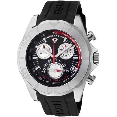 Swiss Legend 18010-01 Tungsten Chrono Blk Black Silicone Strap