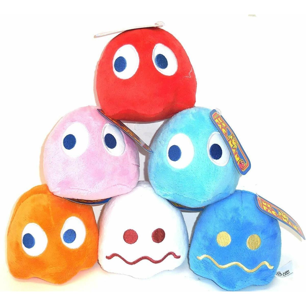 Set of 6 Pac Man Plush Toys. Ghost Pac-man 5 Inch Each. Nwt. Soft