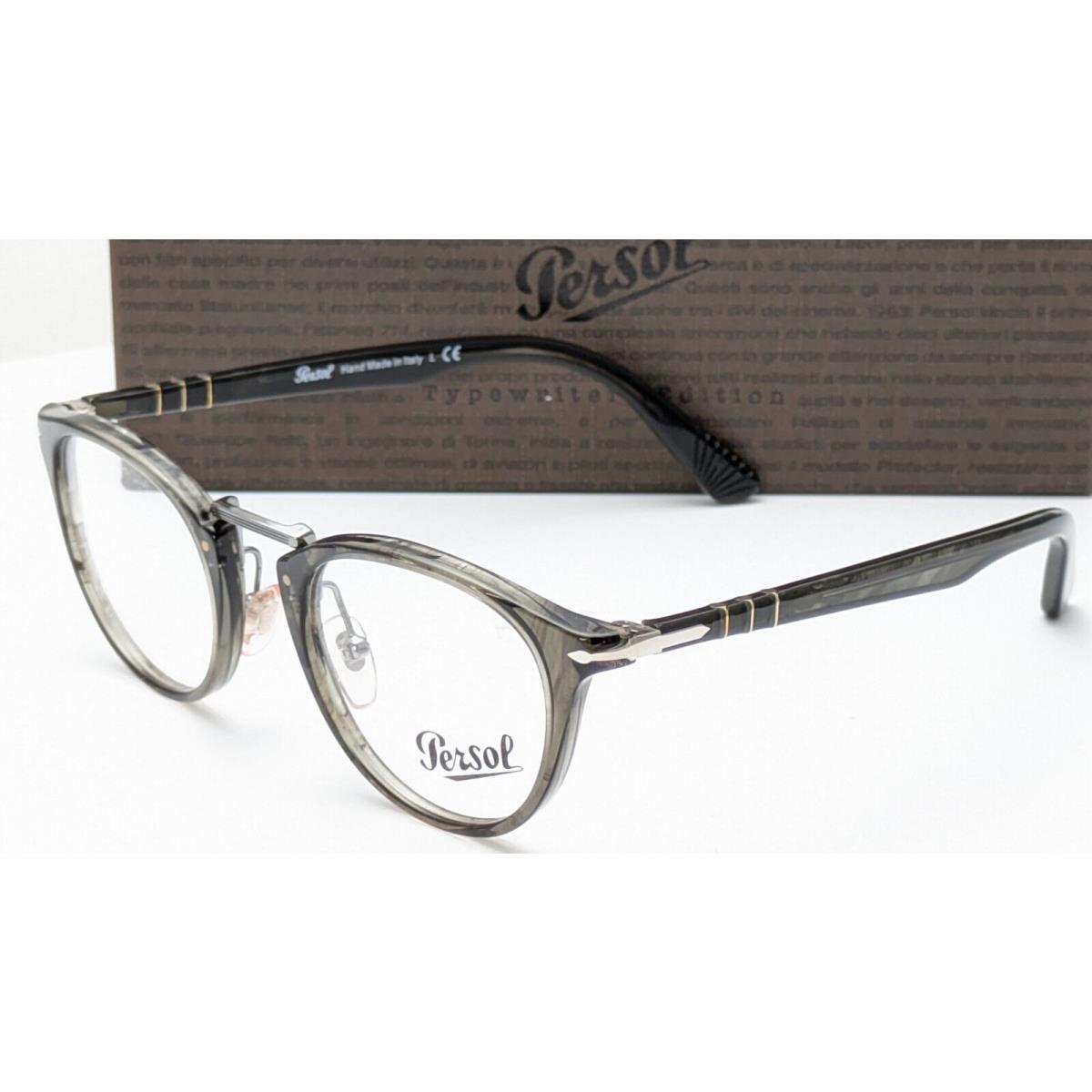 Persol Typewriter Edition 3107-V 1020 Striped Grey Round Unisex Eyeglasses 47mm