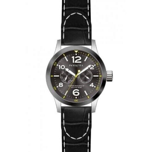 Tag Heuer Invicta Force Grey Dial Black Leather Band Men`s Watch 14142