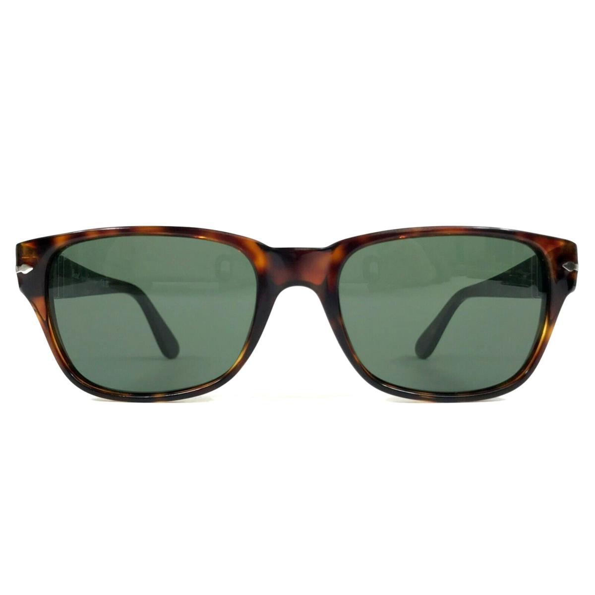 Persol Sunglasses 3288-S 24/31 Tortoise Rectangle Frames w/ Green Glass Lenses