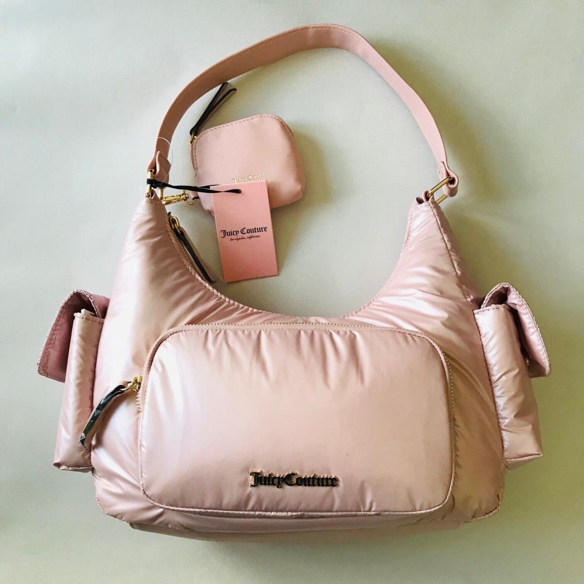 Juicy Couture Pink Diamond Timeless Hobo Shoulder Bag with Coin Purse Pockets