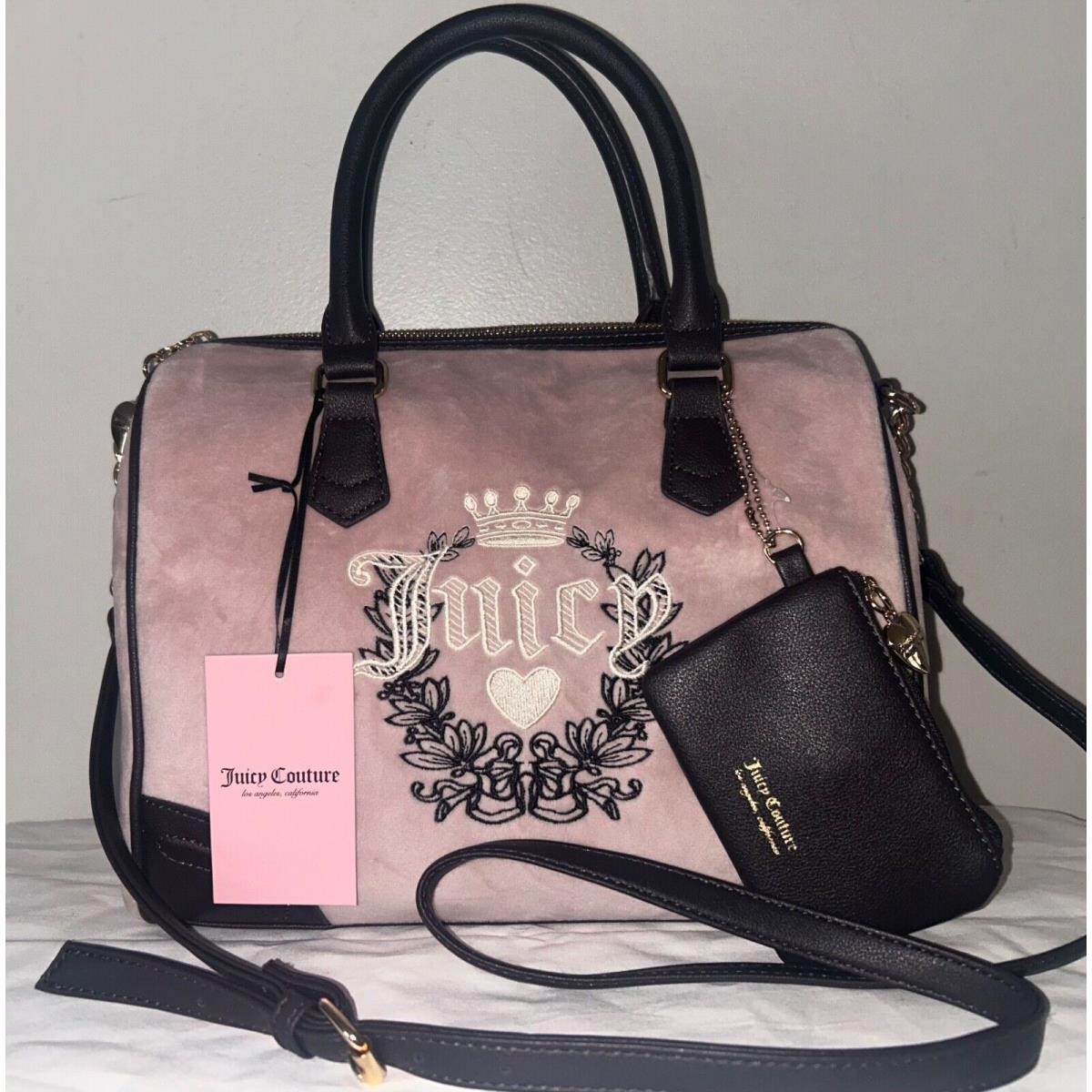 Juicy Couture Heritage Satchel Velour Handbag Dusty Blush