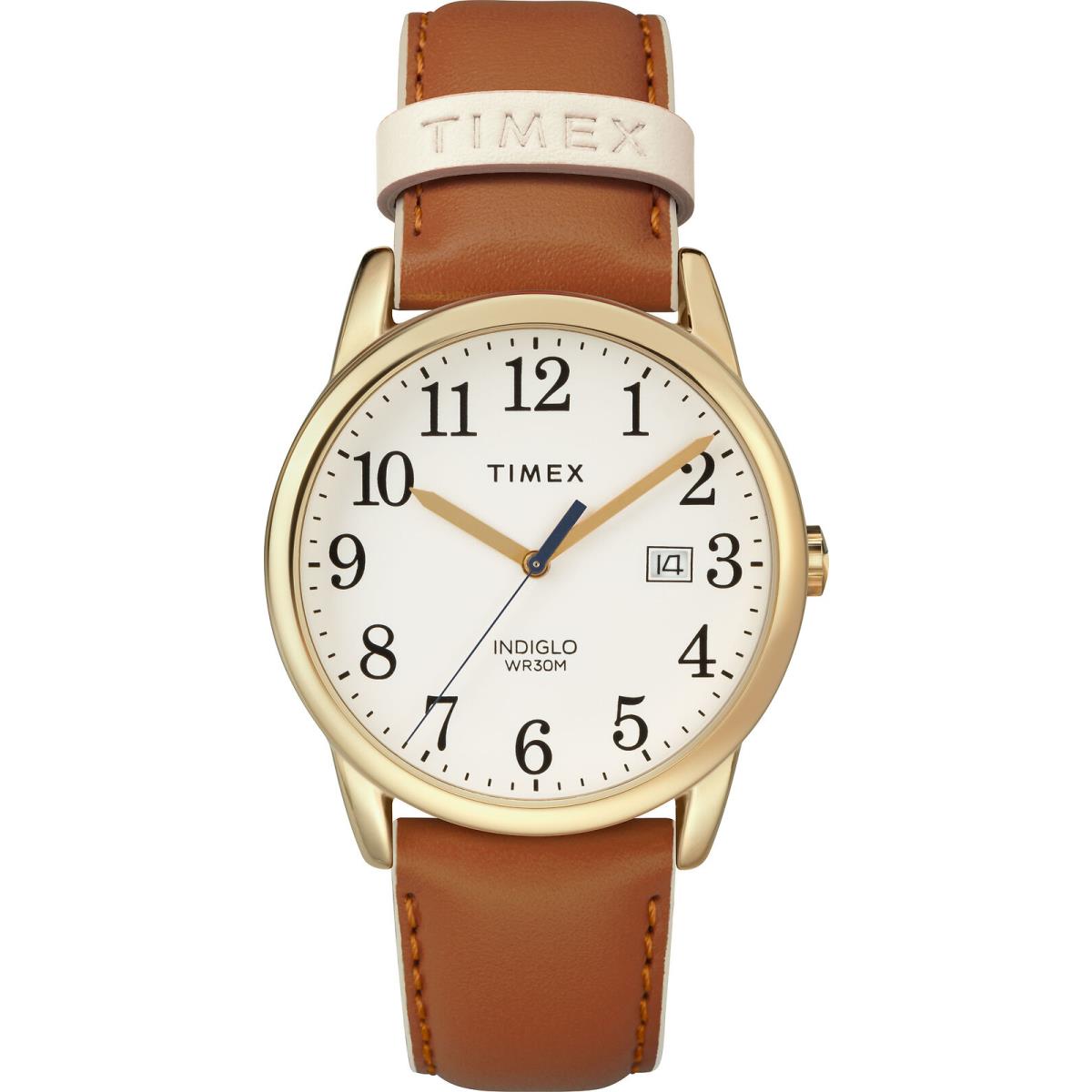 Timex TW2R62700 Women`s 38mm Easy Reader Brown Leather Strap Watch