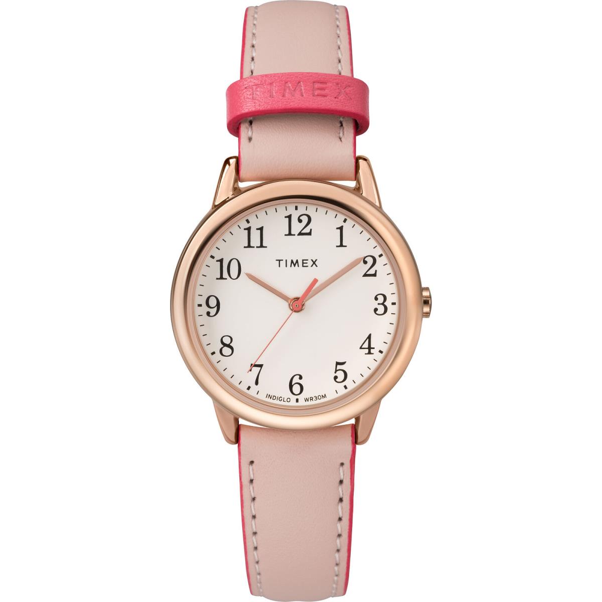 Timex TW2R62800 Women`s 30mm Easy Reader Pink Leather Strap Watch