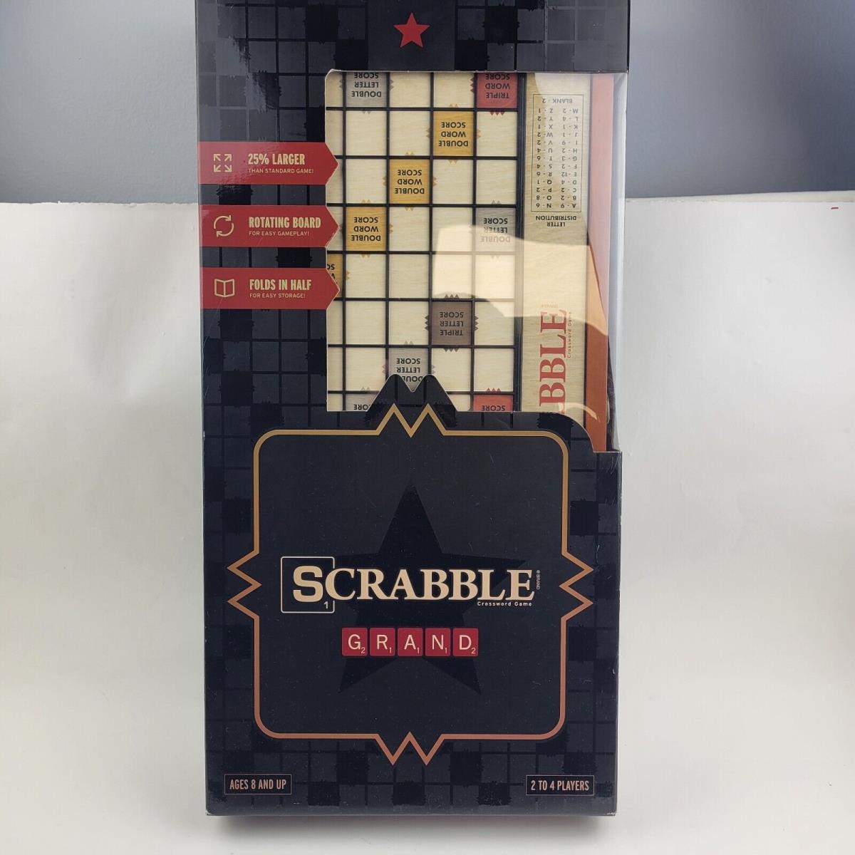 Scrabble Grand Edition Folding Rotating Wood Frame Larger Tiles