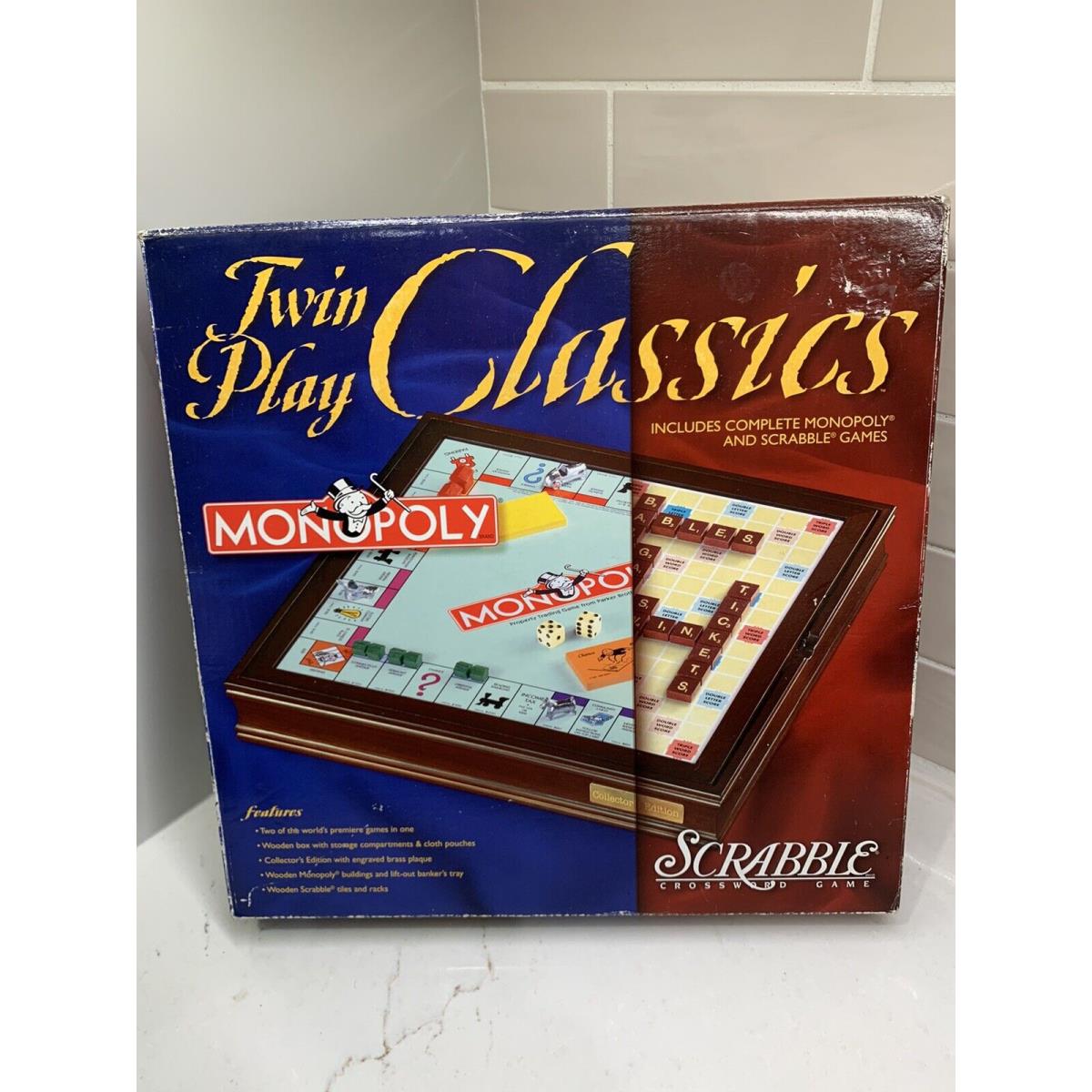 Hasbro Monopoly Scrabble Twin Play Classics Game Wooden 2000