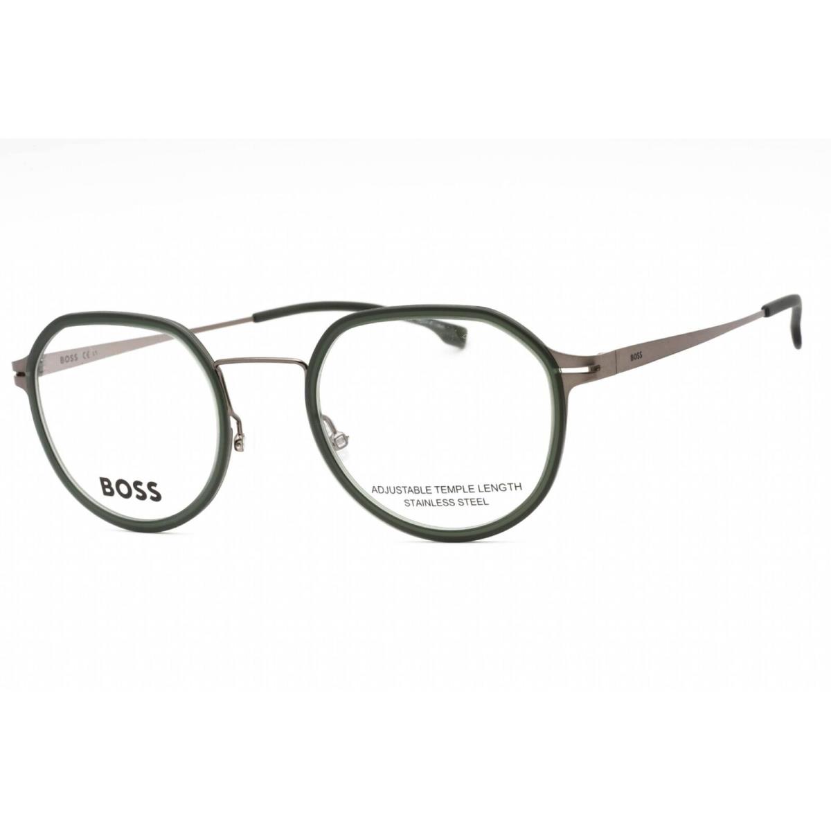 Hugo Boss Men`s Eyeglasses Matte Dark Ruthenium Green Frame Boss 1428 00OC 00