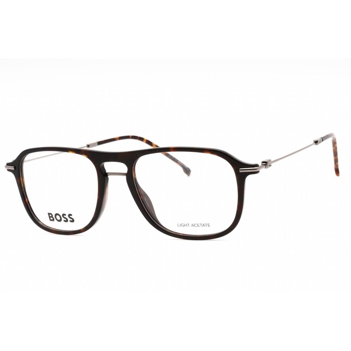 Hugo Boss Men`s Eyeglasses Havana Dark Ruthenium Plastic Frame Boss 1482 04HU 00