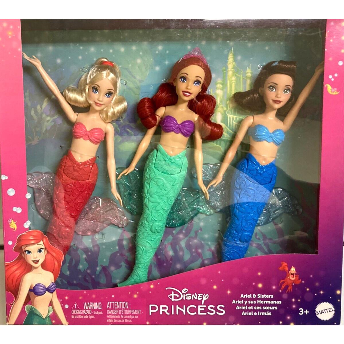 Mattel Disney Princess The Little Mermaid Ariel Sisters Mermaid 3 Doll Toy Set