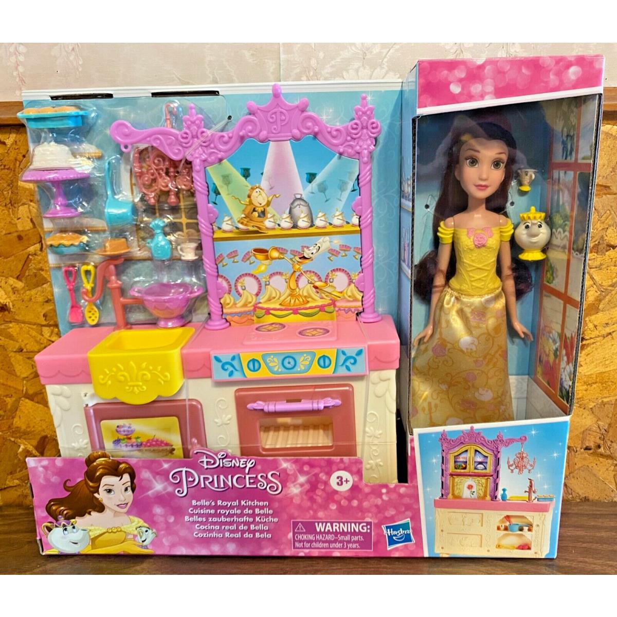 Disney Hasbro Princess Belle`s Royal Kitchen Large Playset with Doll Nrfb