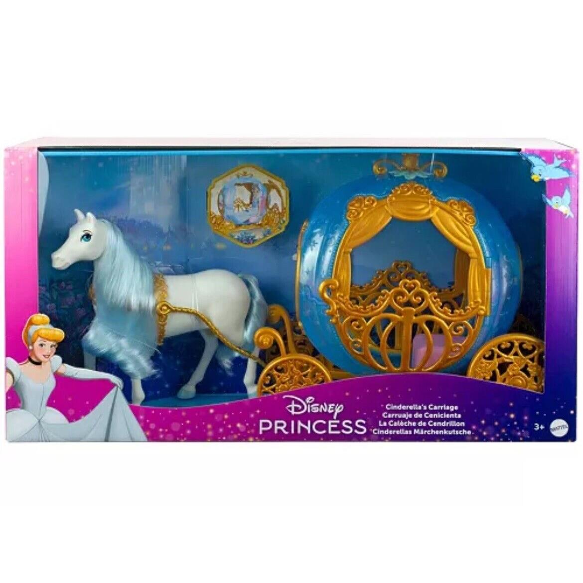 Mattel Disney Princess Doll-sized Cinderella Rolling Carriage with White Horse