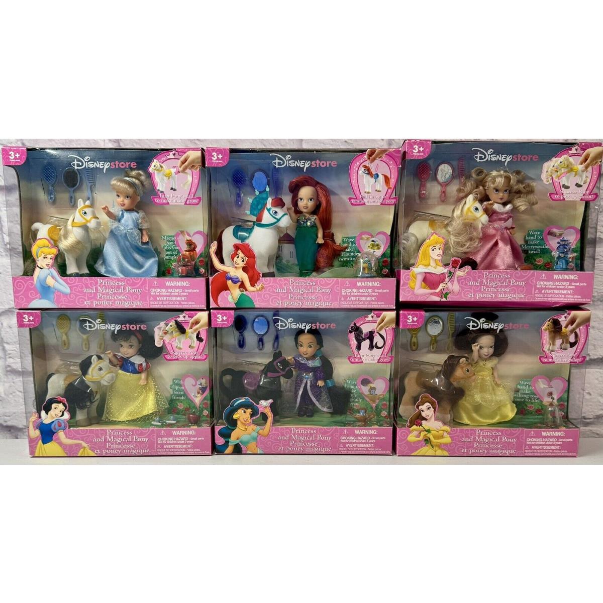 Disney Princess Doll Magical Pony Complete Set of 6 Ariel Cinderella Belle