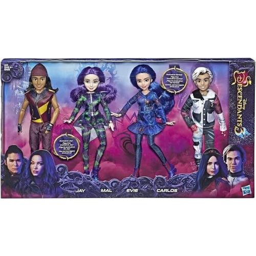 Disney Descendants Doll Set Jay Evie Mal Carlos 4-Pack Bundle Exclusive