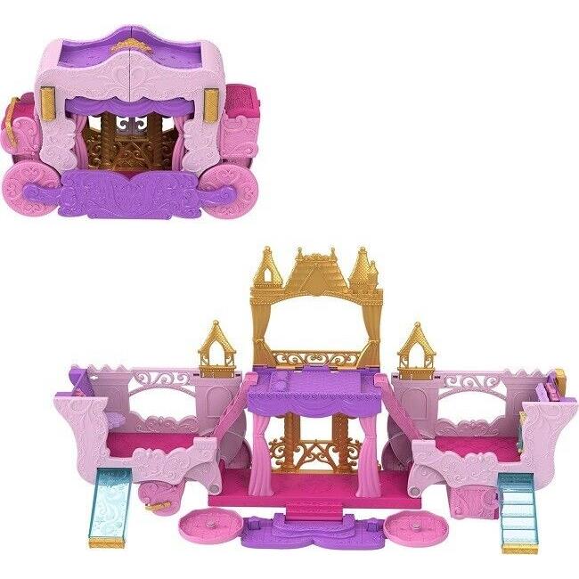 Disney Princess Carriage To Castle Transforming Playset 18Pc W/aurora Small Doll