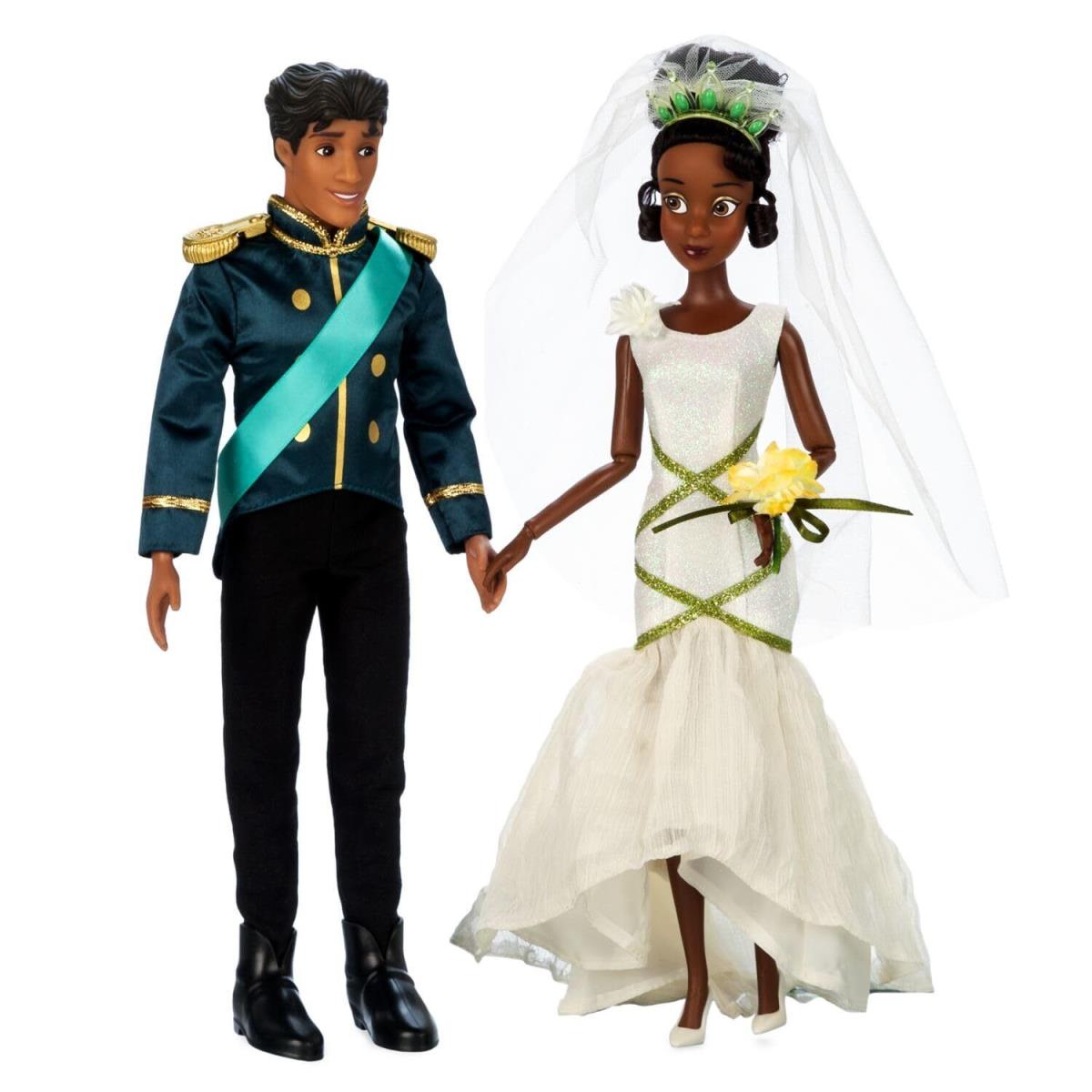 Disney Store Official Princess Wedding Doll Set Tiana Prince Naveen Princess