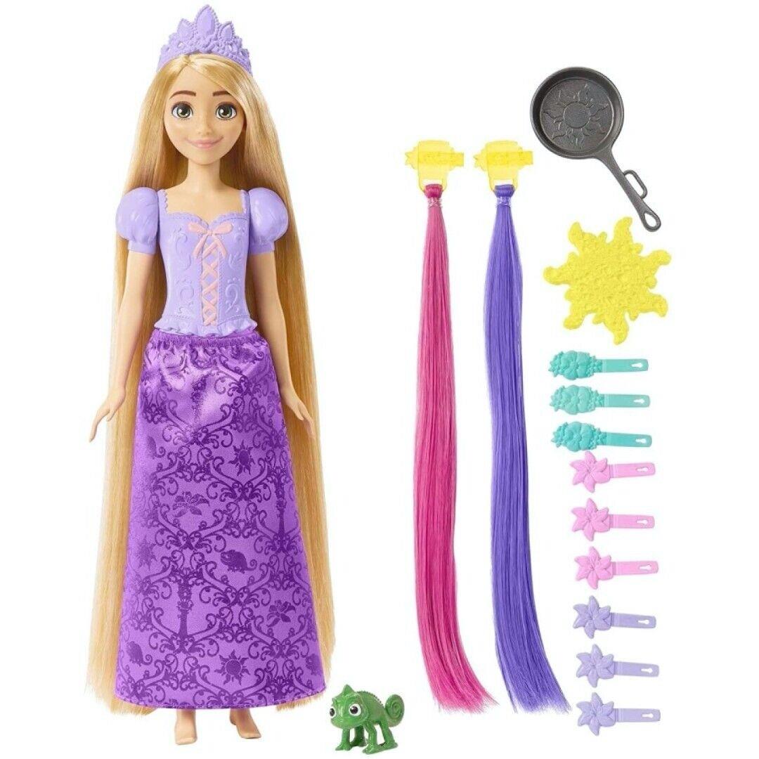 Disney Princess Rapunzel Doll and 10+ Hairstyling Accessories Toy HLW18