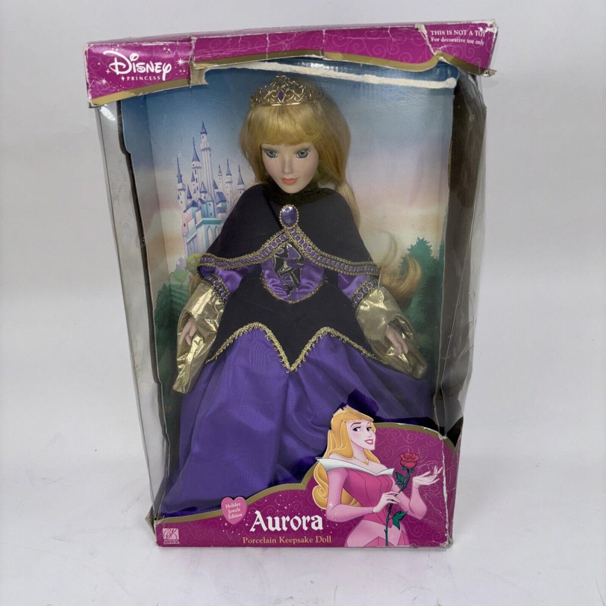 Disney Princess Aurora Porcelain Keepsake Doll Royal Holiday Edition