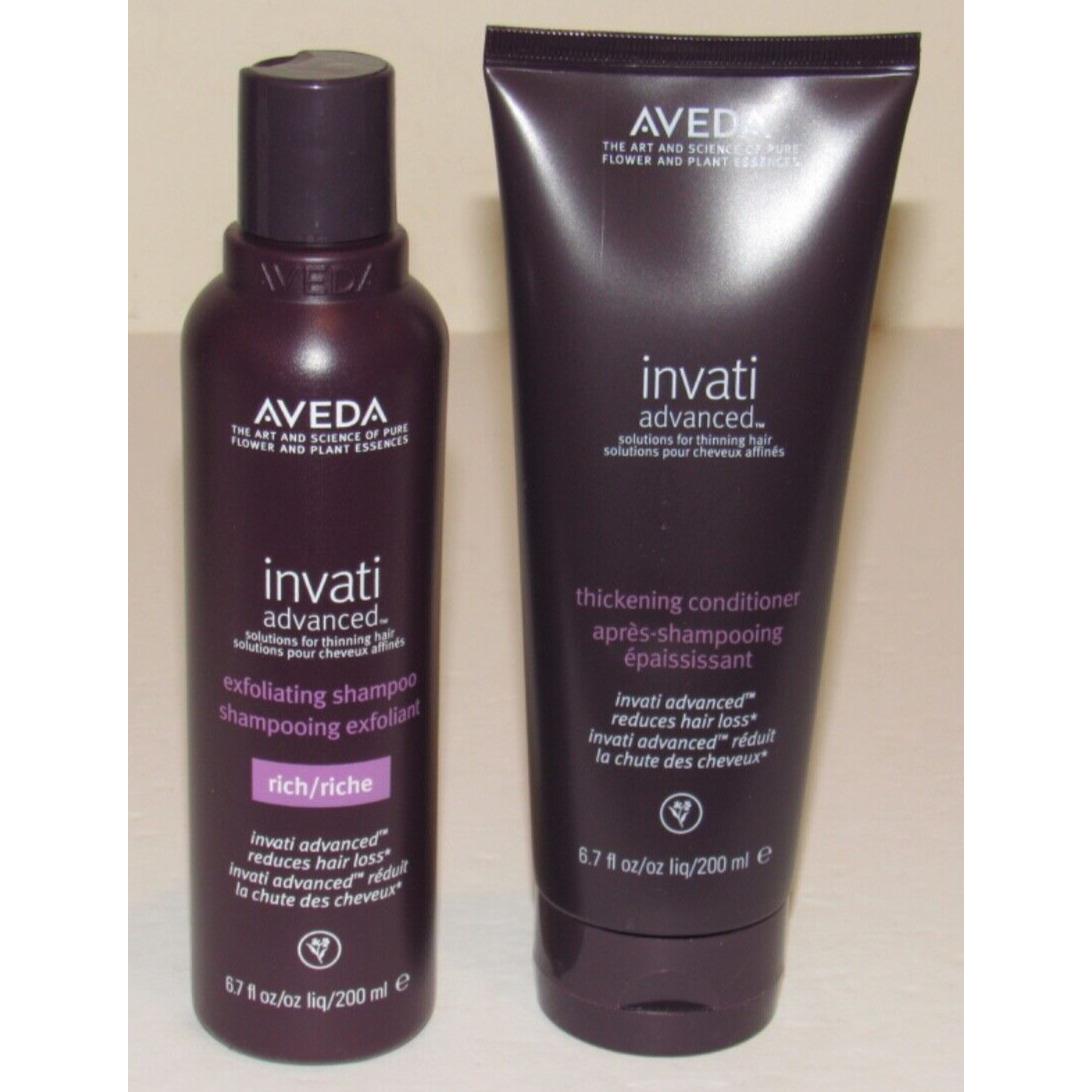 Aveda Invati Advanced Rich Shampoo and Conditioner Set Full Size 6.7 Oz 200 mL