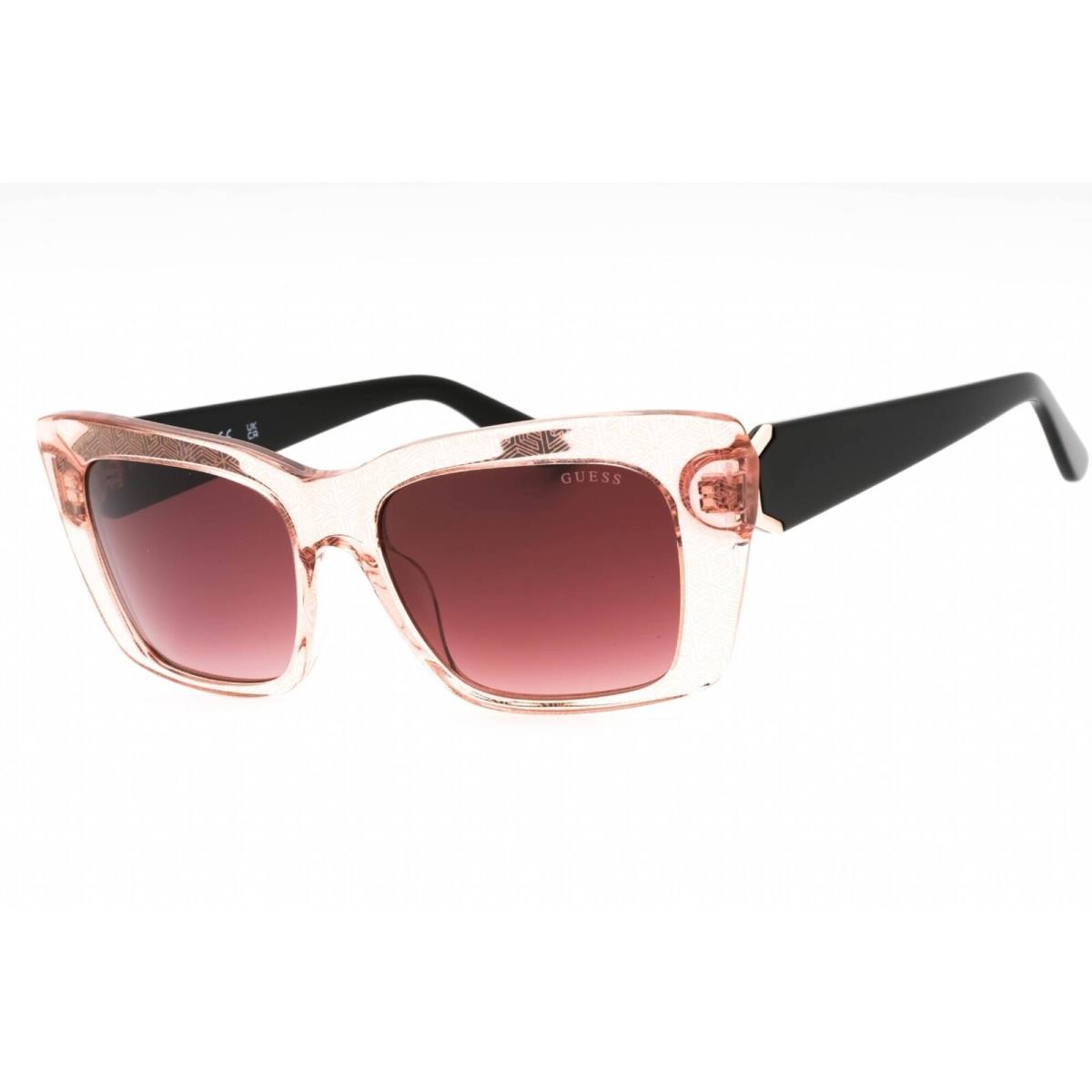 Guess Women`s Sunglasses Shiny Pink Cat Eye Shape Frame Bordeaux Lens GU7890 72T