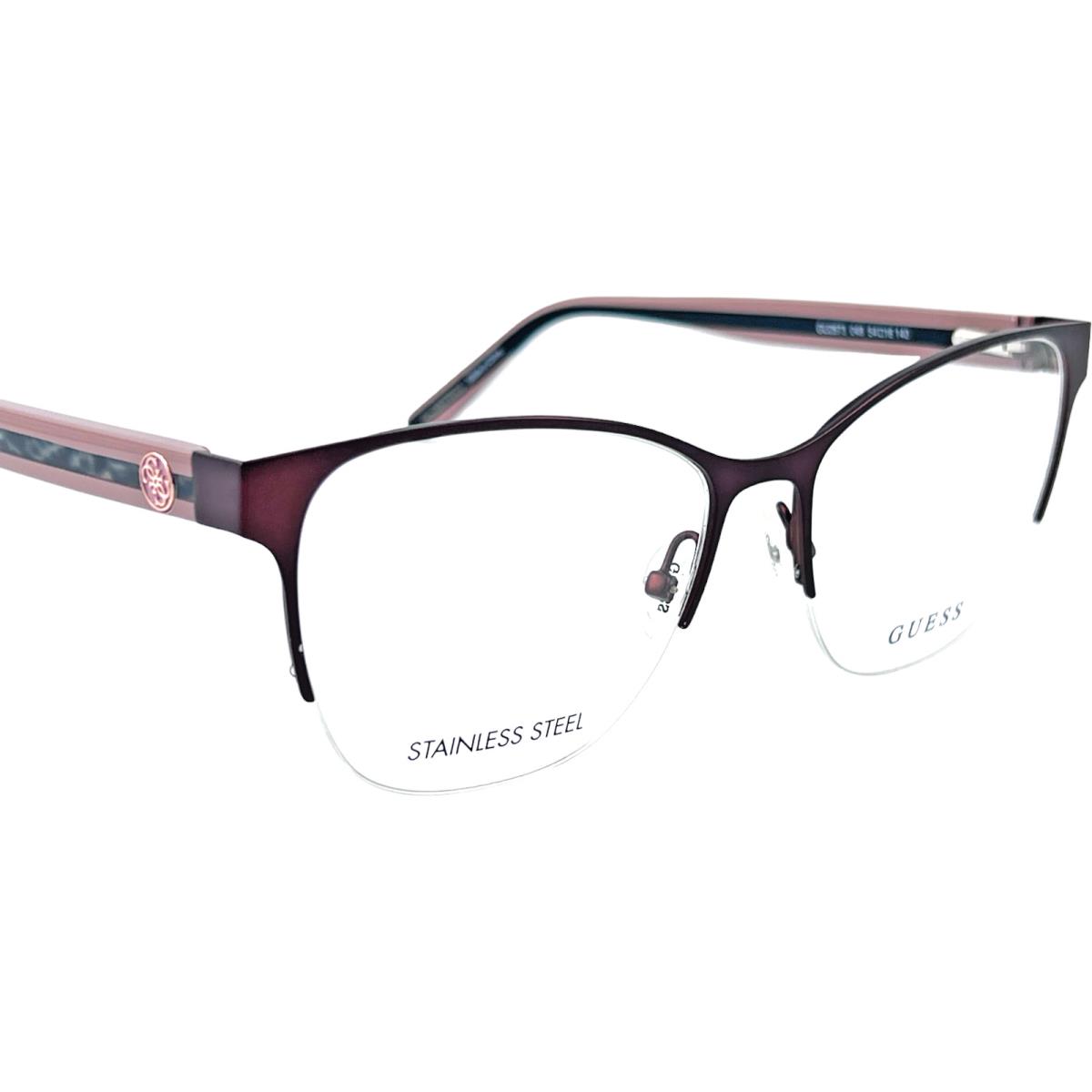 Guess GU2873 Womens Semi Rimless Eyeglass Frame 049 Matte Dk Brown 54-16 w Case