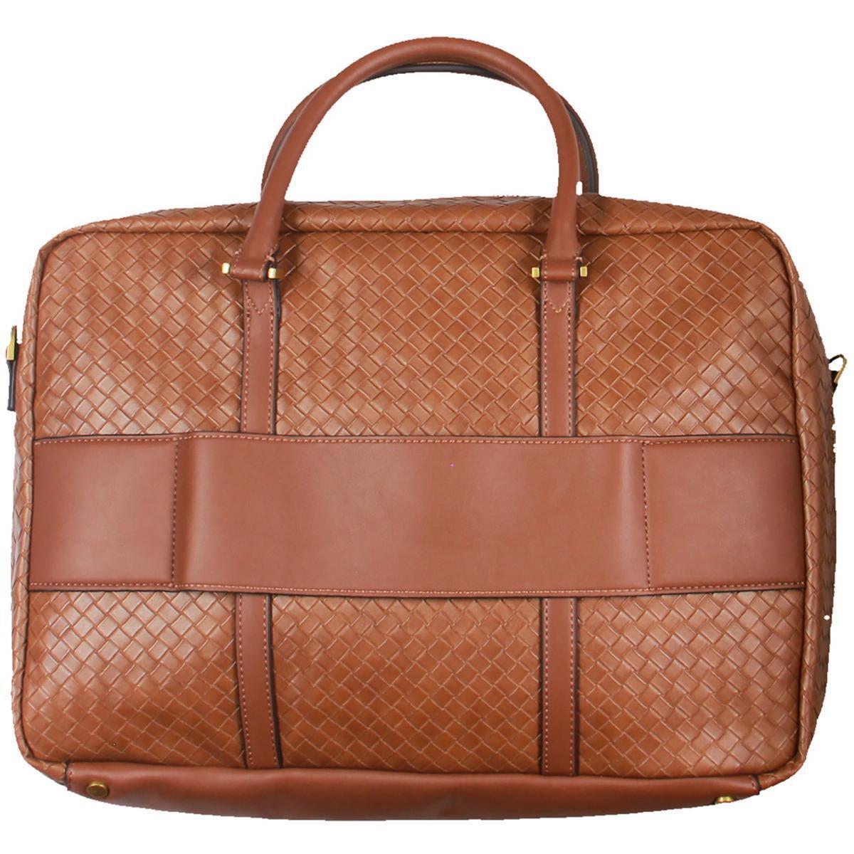 Guess Mens Brown Leather Basketweave Evening Overnight Bag Large Bhfo 4678