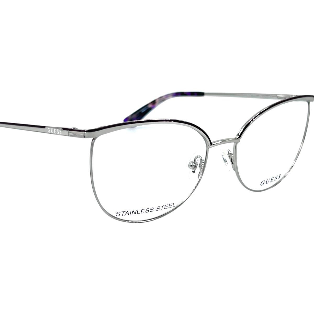 Guess GU2879 Womens Stainless Metal Eyeglass Frame 071 Bordeaux Silver 55-17