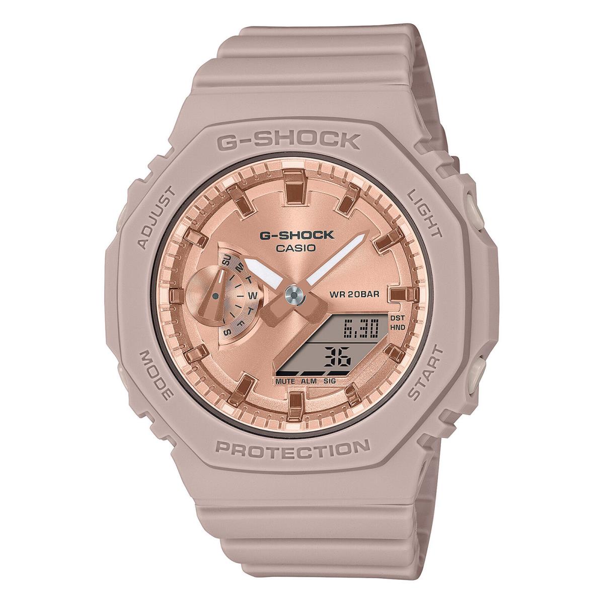 Casio G-shock Analog-digital Pink Gold-tone Dial Pink Strap Watch GMAS2100MD4A