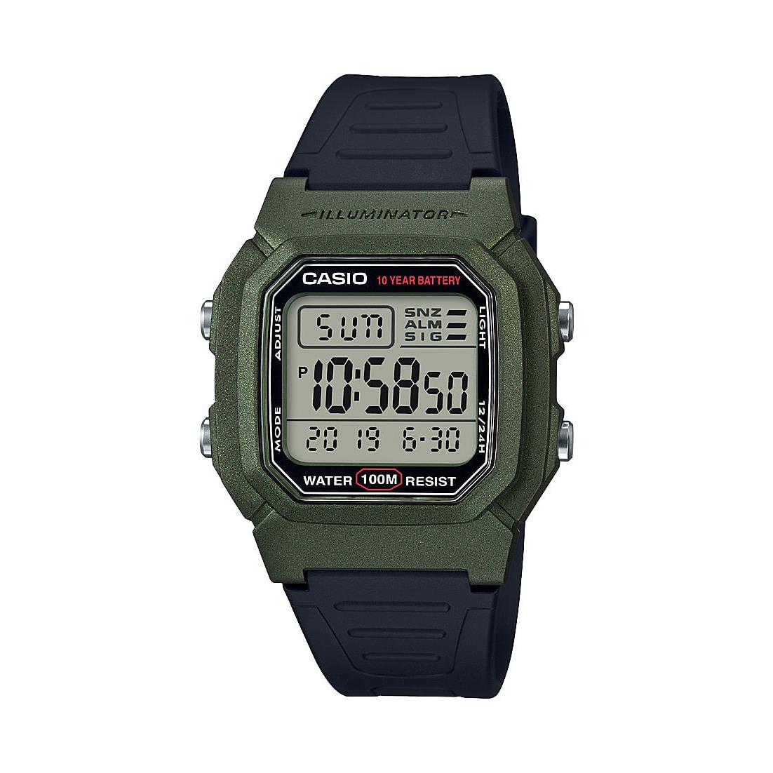 Casio Men`s Dual Time Digital Olive/black Watch