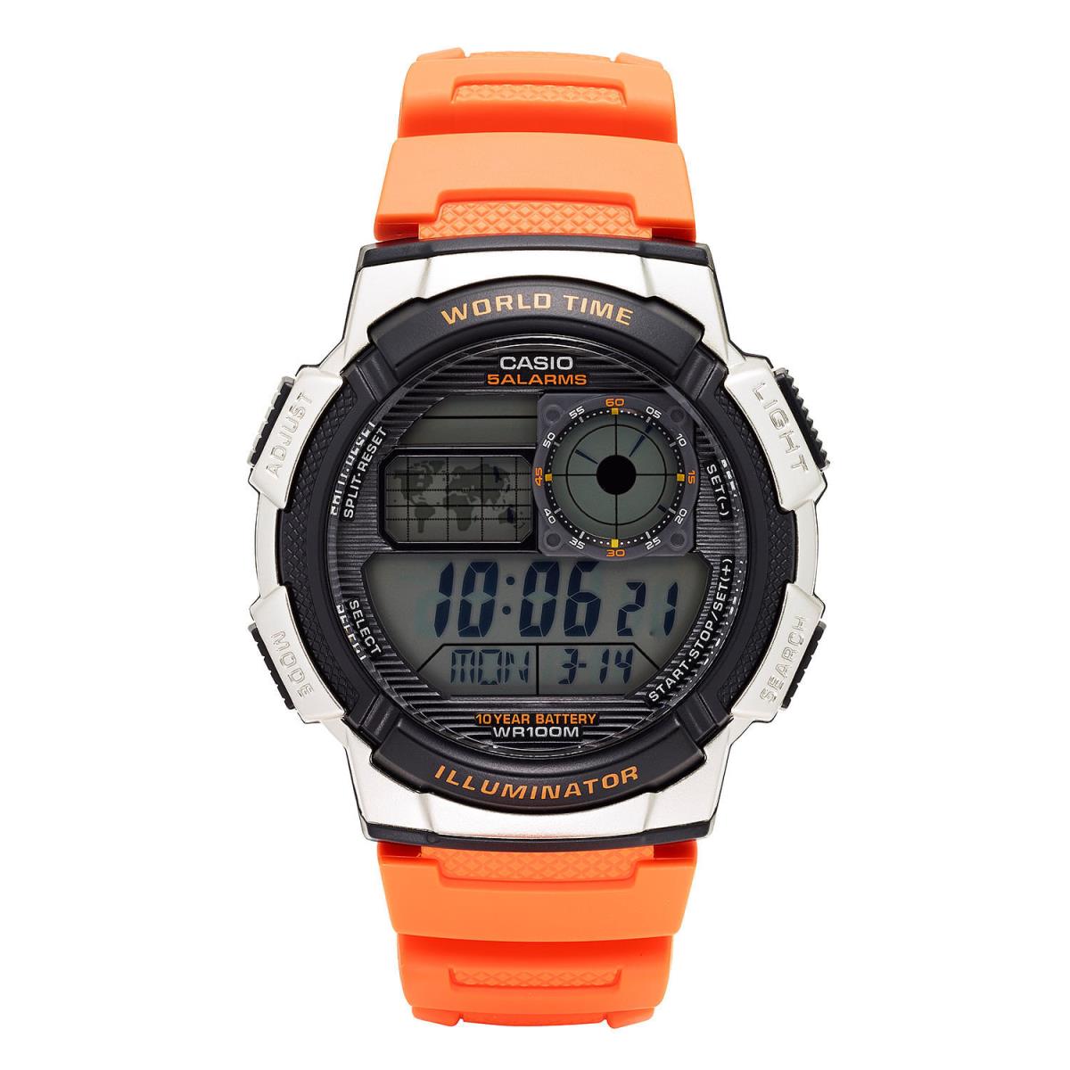 Casio Men`s `10-Year Battery` Quartz Resin Casual Watch Color Orange Model: AE