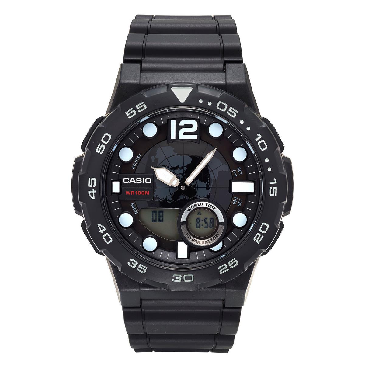 Casio Men`s `3D Dial` Quartz Resin Watch Color:black Model: AEQ100W-1AV