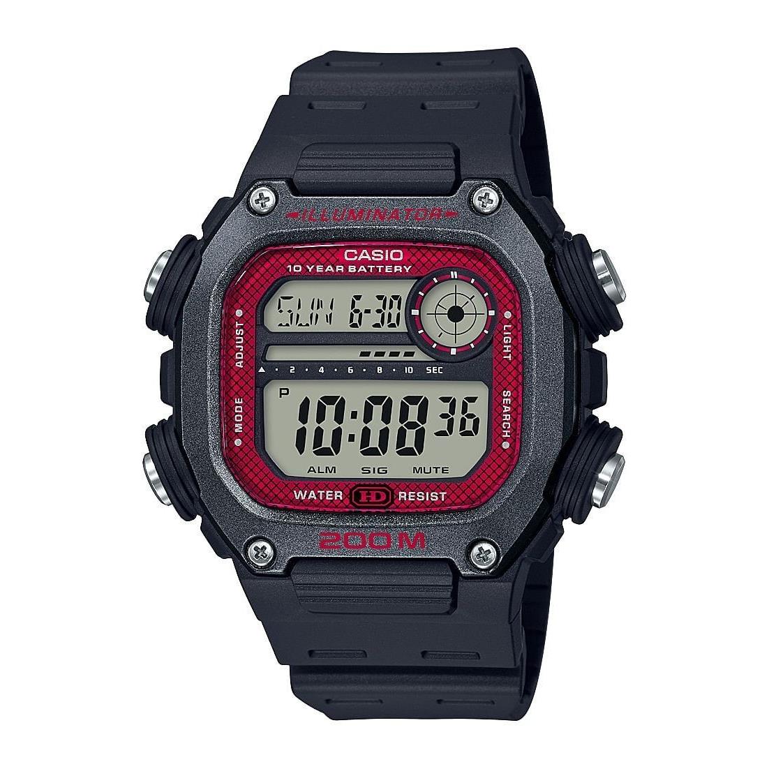 Casio Men`s Multi Alarm Chrono Digital Black/red Watch