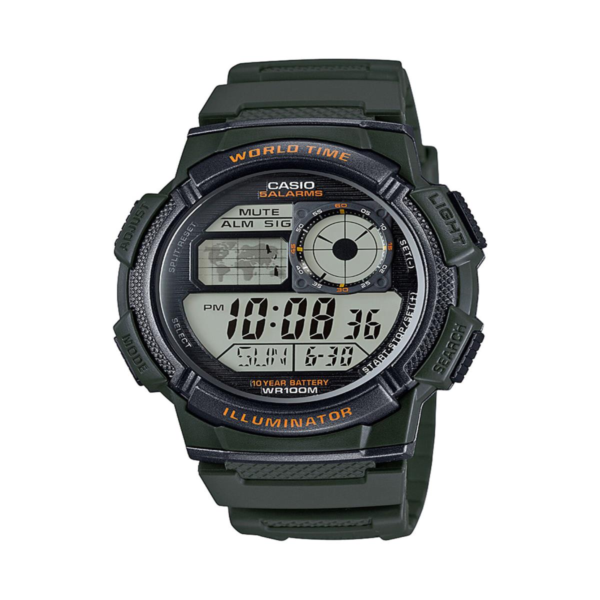 Casio Men`s `10-Year Battery` Quartz Resin Watch Color:green Model: AE1000W-3A