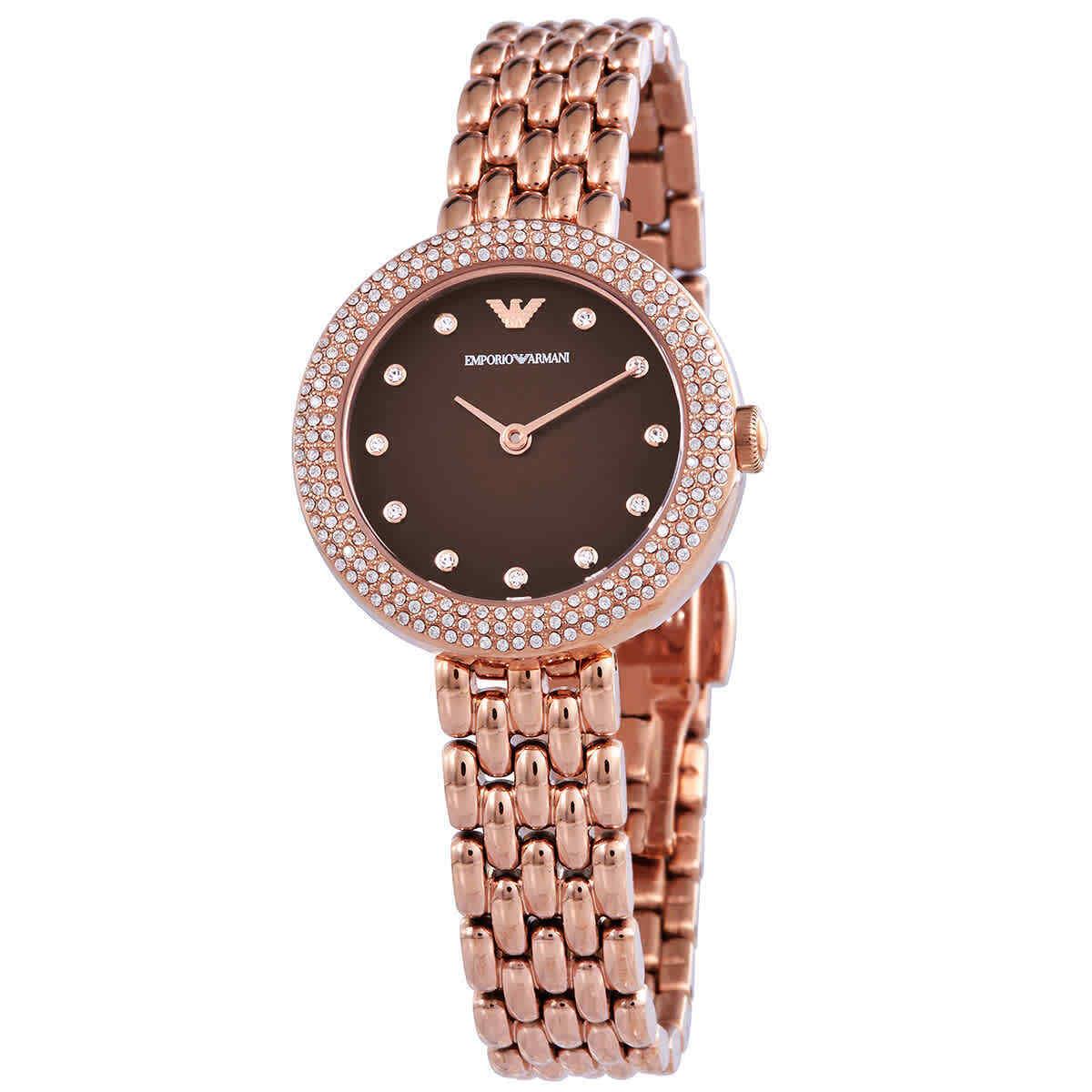 Emporio Armani Rosa Quartz Crystal Brown Dial Ladies Watch AR11418