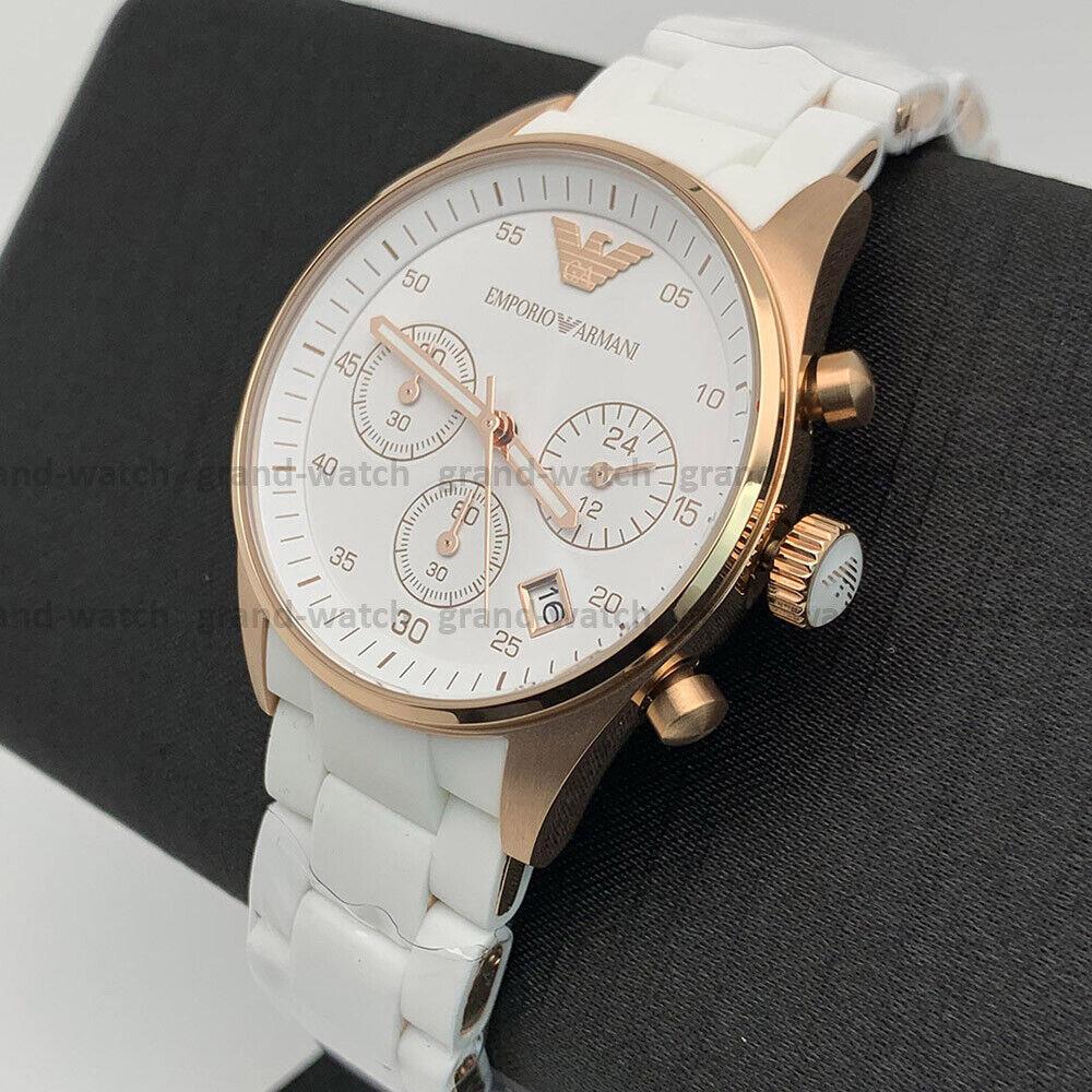 Emporio Armani AR5920 Rose Gold White Sportivo Bracelet Women Fashion Watch