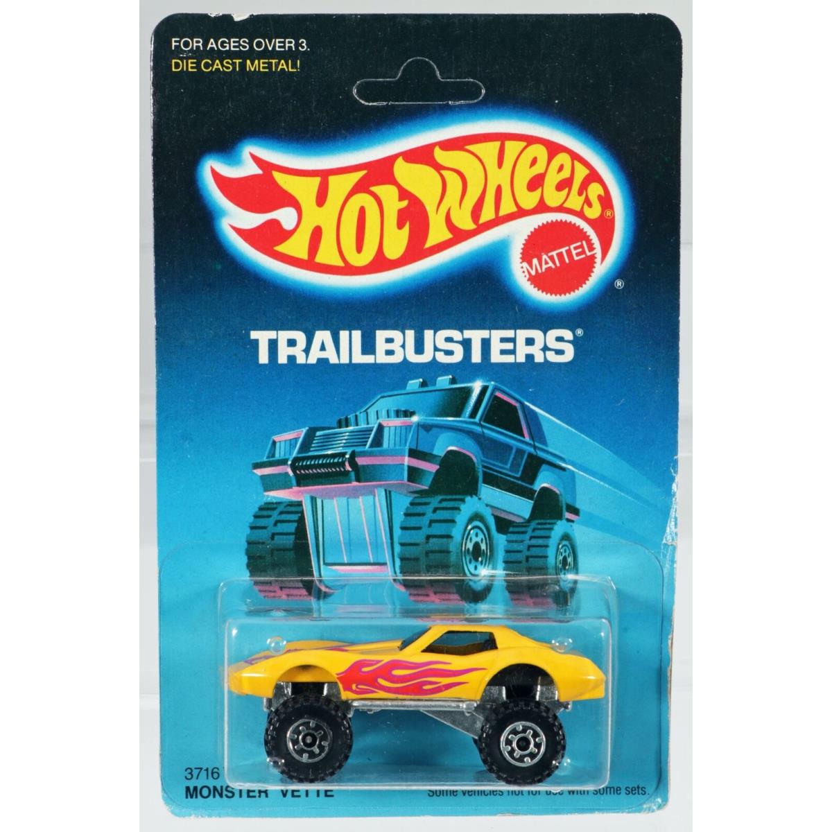 Hot Wheels Monster Vette Trailbusters Series 3716 Nrfp 1986 Yellow Cts 1:64