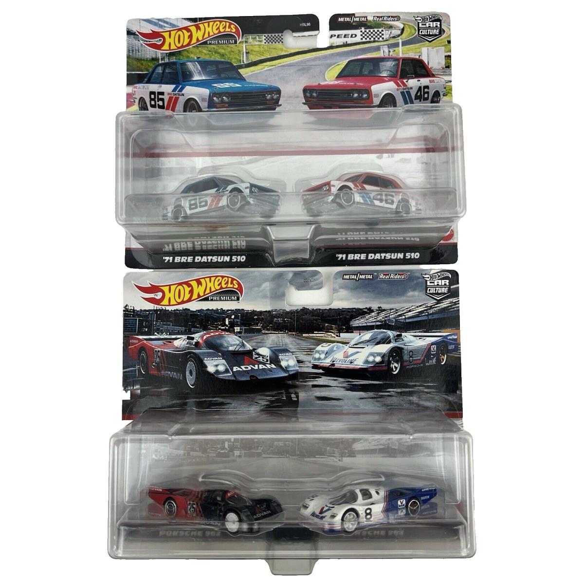 Set of 2 Hot Wheels Premium Car Culture 2 Packs `71 Datsun 510 / Porsche 962