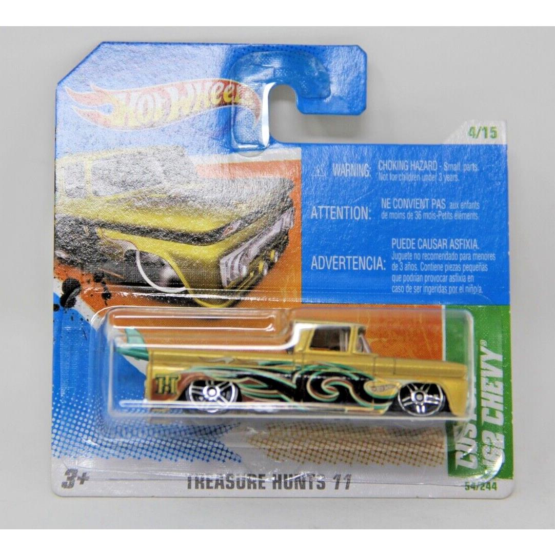 2011 Hot Wheels Treasure Custom `62 Chevy Hunt Short Card W Protector