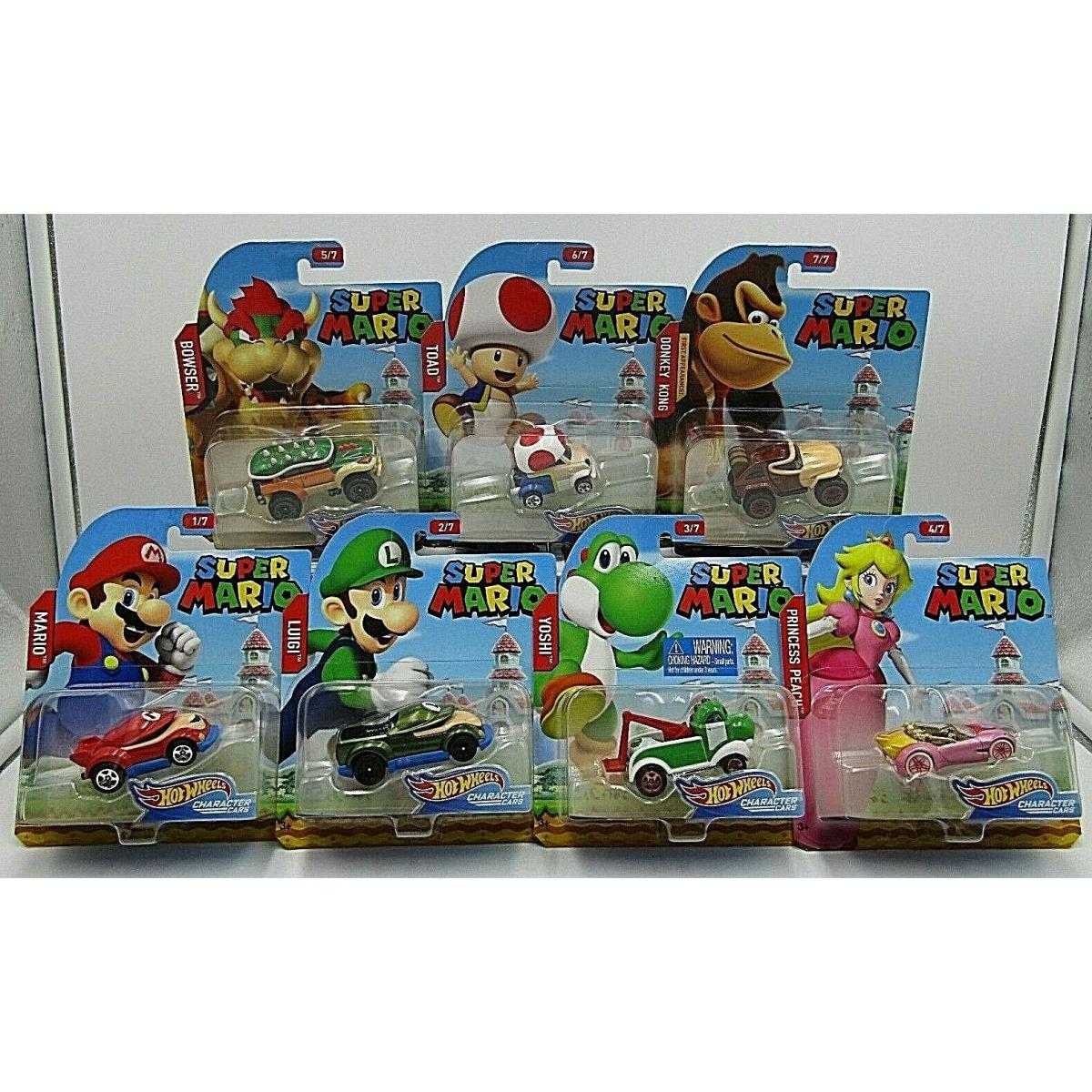 Super Mario Bros Hot Wheels Character Cars Complete Set Of 7